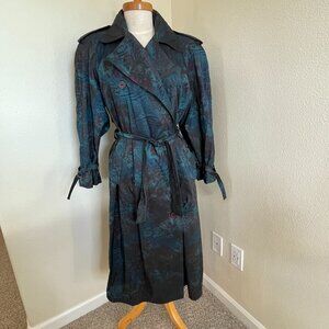 VTG Teal Purple Black 80s Trench Coat Needs Repair